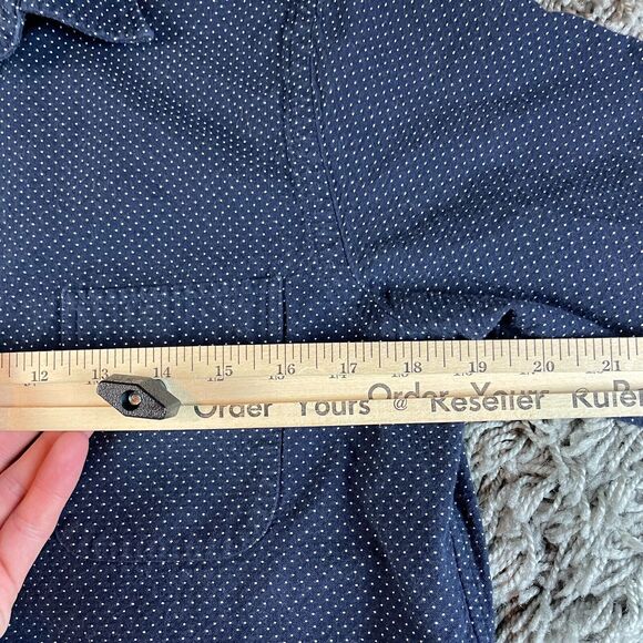 Taylor Stitch Shirt Mens 38 Blue Polka Dot Handmade Button Up Logo Outdoor USA - Picture 10 of 11